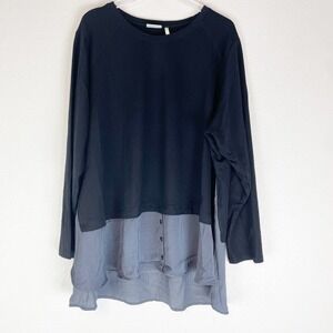 Logo Lounge Lori Goldstein Top Womens 3X Contrast Hem Casual Comfy Black Gray